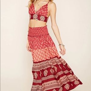 Forever 21 Bohemian Maxi Skirt & Top Set